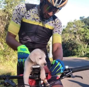 Cyclist Adopts A Puppy He Found Abandoned On The Roadside